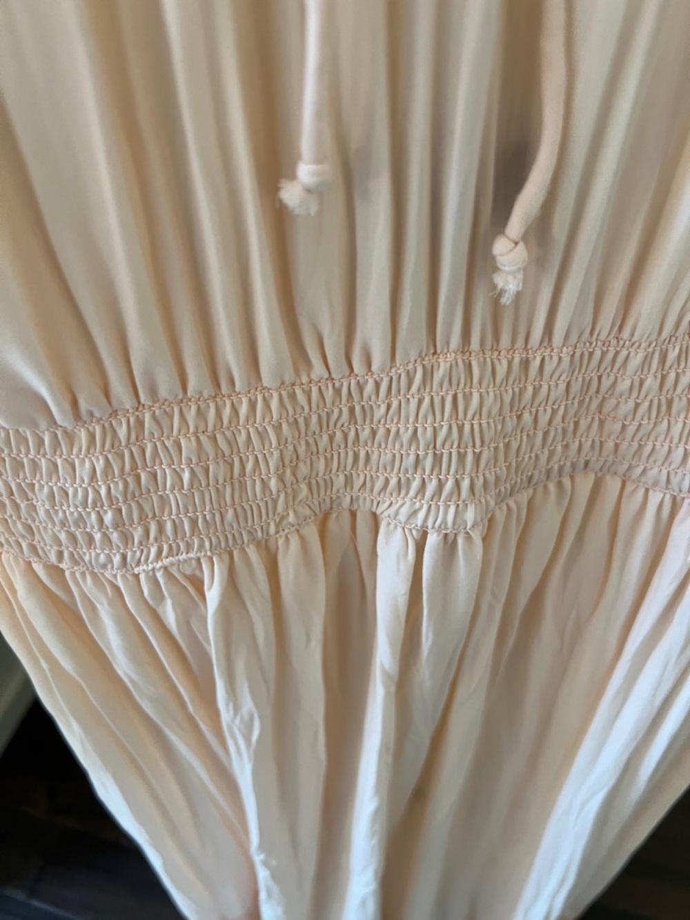 Zara Soft Peach Ruffled Neck Peasant Maxi Dress - Picture 3 of 7